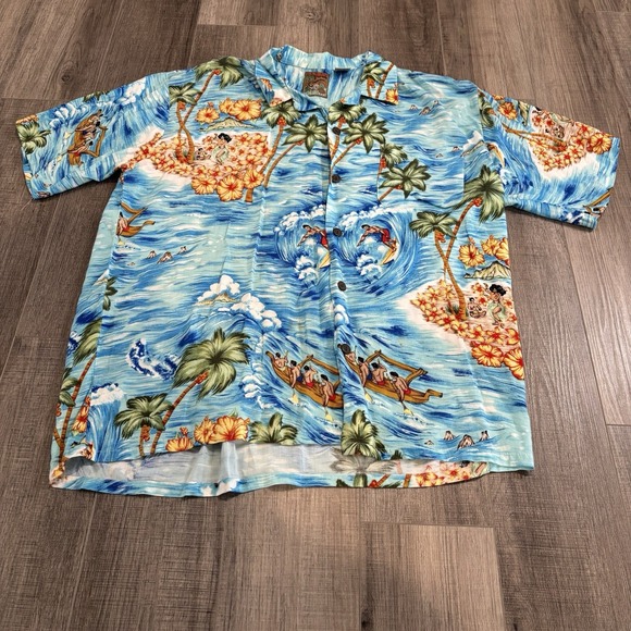 Pineapple Connection Men's Medium Hawaiian Multicolor Surfing Hula Girls‎ AOP - Picture 2 of 12